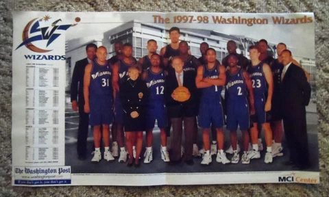 1997/98 Washington Wizards Team Photo Poster Chris Webber, Juwan Howard REDUCED! Cover