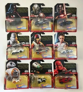2019 Hot Wheels Star Wars Character Cars Entire Matching Collection Lot Set of 9 - Picture 1 of 11
