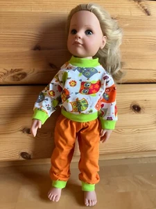 Kleidung/Schlafanzug für Götz Hannah 46-50 cm(große Stehpuppe), Eule orange - Bild 1 von 2