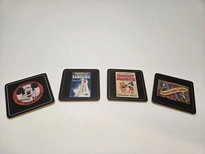 Walt Disney Souvenir Drink Coasters Cork Backed Set 4 Mickey Movie Posters NOS - Picture 1 of 3