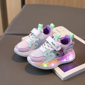 2025 Kinder Eiskönigin Schuhe Mädchen LED Anna Elsa Prinzessin Sneaker Licht UK - Bild 1 von 10