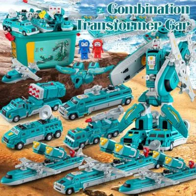 Verwandeln Spielzeug Set mit Lagerung Box, Magnetische Autos Lkw Roboter fü L3N8 - Bild 1 von 4