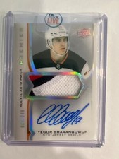2020 Upper Deck Premier Yegor Sharangovich Rookie ON CARD Auto LOGO Patch /249