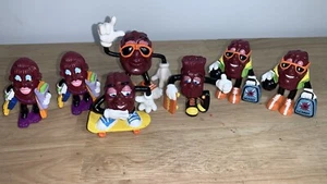 6 Vintage California Raisins 2” Figures Skateboard Bowling Flattop Girl 1 Hardee - Picture 1 of 15