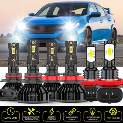 Kit de 6 faros antiniebla LED de haz alto bajo para Honda Pilot 2006-2018 Foto 1 de 4