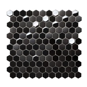 Black Hexagon Metal Backsplash Tile for Kitchen Backsplash Accent Wall 5 Sheets - Picture 1 of 13