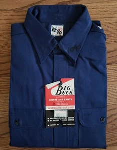 VTG NEW ELY & WALKER BIG BUCK NAVY BLUE LONG SLEEVE WORK SHIRT 16 M SANFORIZED - Picture 1 of 12