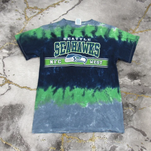 Seattle Seahawks T Shirt Men’s Medium Cotton Short Sleeve NFL Football Tie Dye Cover