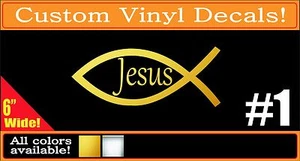 GOLD or CHROME Christian Fish Jesus Vinyl Decal Sticker - Picture 1 of 3