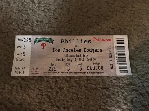 PHILADELPHIA PHILLIES FULL TICKET STUB 7/16/2019 BRYCE HARPER CAREER HR #201 Cover