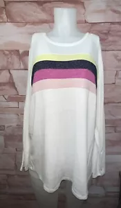 Maurice’s Women's Long Sleeve Tee T-Shirt - Size 2XL White Multi Striped NWT - Picture 1 of 6