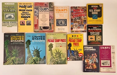 Lot of 13 1969-1982 Vintage Postage Stamp Price Guide, ID & Collecting Books - Image 1 of 4