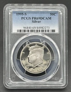 Impresionante moneda de prueba de plata Kennedy estadounidense 1995-S 50C graduada PCGS PR69DCAM - Imagen 1 de 2