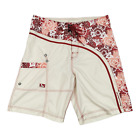 DRUNKNMUNKY Bermuda Shorts W34 Pocket Floral Lace Up Cream Red Pink Holiday Sun