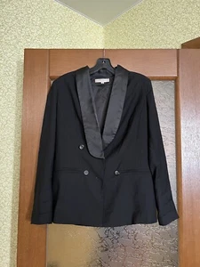 RARE BRUNELLO CUCINELLI VINTAGE CASHMERE WOOL TUXEDO WOMAN SMOKING BLAZER SIZE40 - Picture 1 of 7