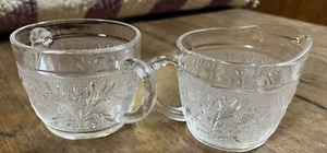 Vintage Clear Hocking Sandwich Depression Glass Open Sugar and Creamer - Picture 1 of 8