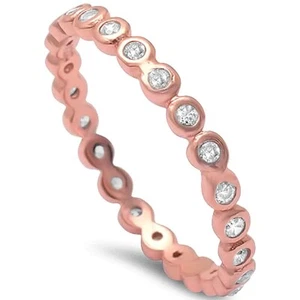 Damen Ring 925 Sterling-Silber Rosegold Rotgold vergoldet Zirkonia Fingerring Q8 - Bild 1 von 3