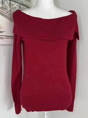 Suéter WHITE HOUSE BLACK MARKET para mujer rojo ancho cuello barco fuera del hombro | Pequeño Foto 1 de 4