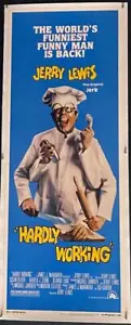 DIFÍCILMENTE FUNCIONANDO Jerry Lewis en traje de chef con cinco brazos org póster de película de lino - Imagen 1 de 1