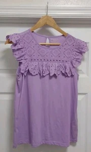 Lilly Pulitzer Top Women’s Small Lilac Purple Sleveless Eyelet Ruffle Casual - Picture 1 of 9