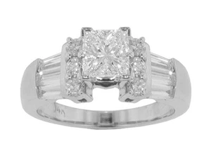 Anillo de compromiso de diamantes corte princesa de 2,28 quilates para damas ajuste de canal 18 kt - Imagen 1 de 3