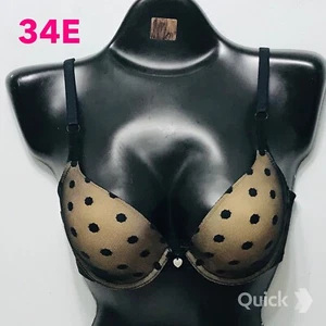 sz 34E - New Next Beige / Black Polka Dots Mesh Bra - Picture 1 of 10