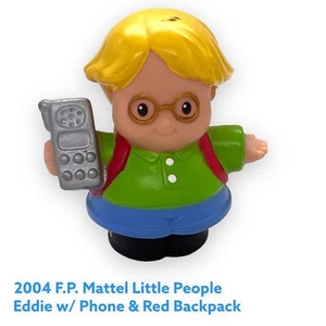 Little People School Boy Eddie Glasses Yellow Hair Phone Fisher-Price 2004 - Picture 1 of 4