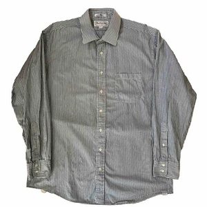 Vintage Burberry London Shirt 17 White Blue Striped Long Sleeve 90s Designer - Picture 1 of 9