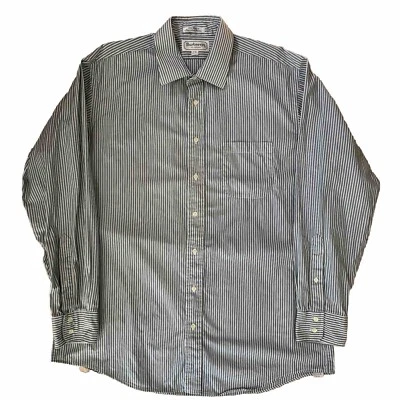 Vintage Burberry London Shirt 17 White Blue Striped Long Sleeve 90s Designer - Image 1 of 4