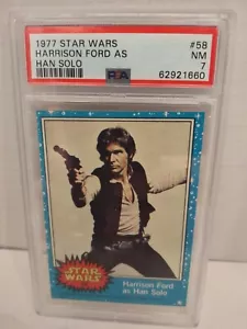 1977 Topps Star Wars #58 Harrison Ford as Han Solo PSA 7 NM - Picture 1 of 2