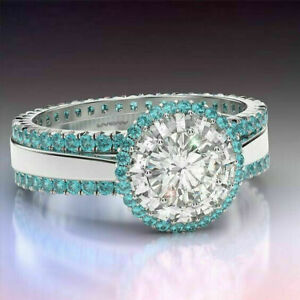 Round Cut Cubic Zirconia Jewelry 925 Silver Jewelry Women Wedding Rings Sz 6-10
