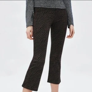 NWT ZARA Trafaluc Brown Black Animal Print Womens MEDIUM Pull On Cropped Pants - Picture 1 of 8