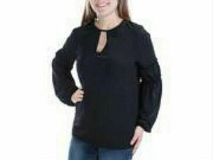 GUESS ORG. $59 Womens New Cut Out Peasant top~Size XS~Extra Small~Jet Black~ NWT - Picture 1 of 1