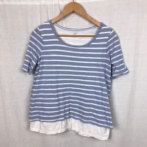 Gap Women's Small Striped Short Sleeve Tee Shirt Scoop Neck White Blue Casual - Picture 1 of 6