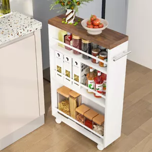 Carrello Portaoggetti da Cucina Slim Salvaspazio Bianco Industrial con 4 Ruote - Foto 1 di 8