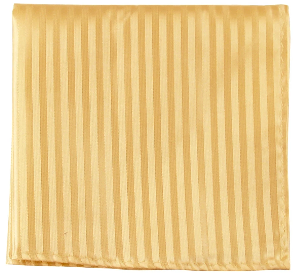 Новые мужские полиэстер сплетенный карман квадратный носовой платок только золотой тон на тон полосы - Изображение 1 из 2