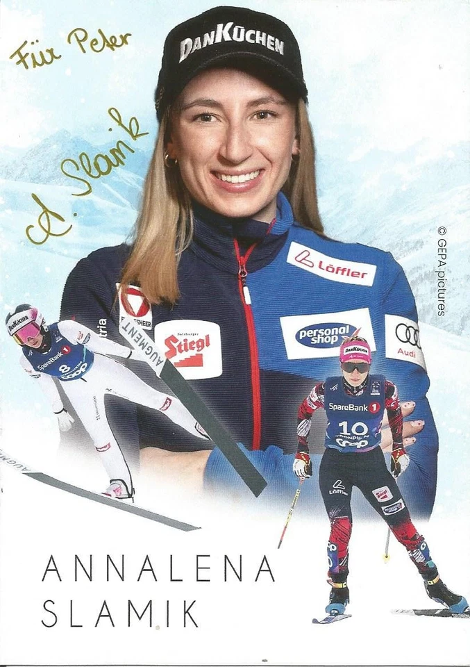 ANNALENA SLAMIK ( AUT ) - SKINORDISCH;  Weltmeister;Originalautogramm - Bild 1 von 1