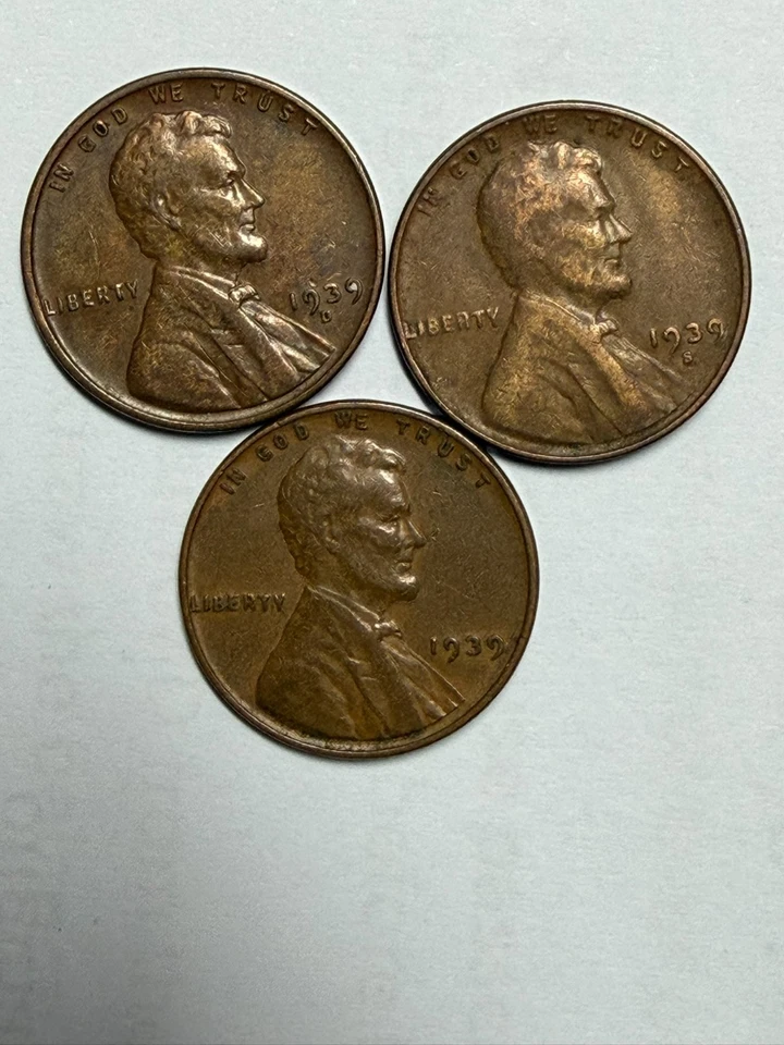 Centavos Lincoln Wheat 1939P 1939D y 1939S muy bonita moneda 125 Foto 1 de 1