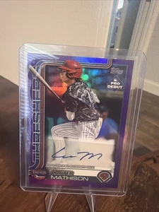 Carter Mathison 2025 Topps Pro debut púrpura automático SP/299  - Imagen 1 de 2