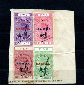 Samoa (S554) (4) Diff Stamp Duty Briefmarken auf Neuseeland O/P Samoa, U, auf Stück - Bild 1 von 2