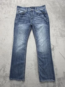 BKE Aiden Jeans Herren 34x32 Blau Denim Straight Leg Stretch Whiskered Mid Rise - Bild 1 von 7