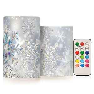 Luces de Navidad Velas sin llama Fondo plateado Copos de nieve B Pilar Cand... - Imagen 1 de 7