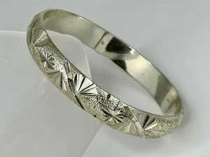 Vintage Taxco Mexico Silver 925 Hand Engraved Bangle Hinged Bracelet 31g -Sz 6.5 - Picture 1 of 8