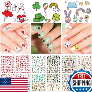 Wal 18 Blatt Valentinstag Liebe Herz Kleeblatt Wichtel Nail Art Sticker DE - Bild 1 von 7