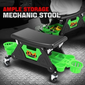Detachable Stool Heavy Duty Mechanic Rolling Work Shop Seat w/ Tool Tray Green - Picture 1 of 6