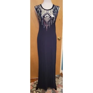 Maxi abito Express blu navy e argento paillettes bodycon glam ospite matrimonio - taglia S - Foto 1 di 7