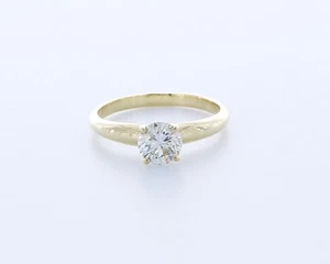 Klassischer Solitärring 1,0 kt laborgefertigter Diamant D/VVS1 Rundschliff 14 K Gold Krappe - Bild 1 von 4