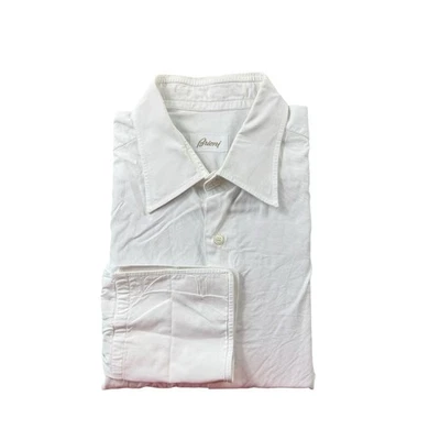 Brioni Cotton Solid White French Cuff Tuxedo Shirt Size Men’s XL - Image 1 of 4