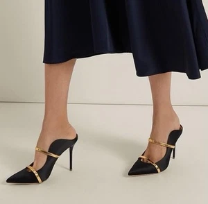 Black Maureen Satin Mules Size EUR 37 UK 4 - Picture 1 of 10