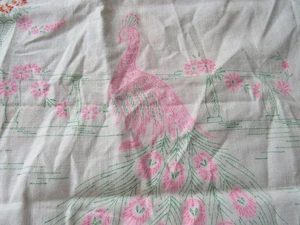 Vintage Vogart Stamped Embroidery Transfer Pattern Scarf Peacock Unfinished - Picture 1 of 16